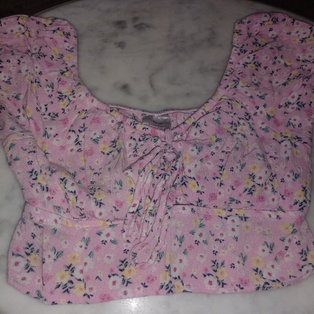 NoBo Women's Mid-Drift Top XS Pink Floral